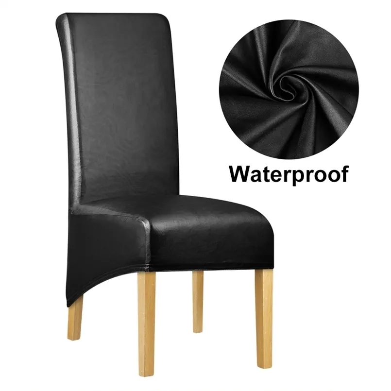 Waterdichte PU-stof Lange Back Chair Cover King Covers Elastische Wasbare Home El Banquet 211116