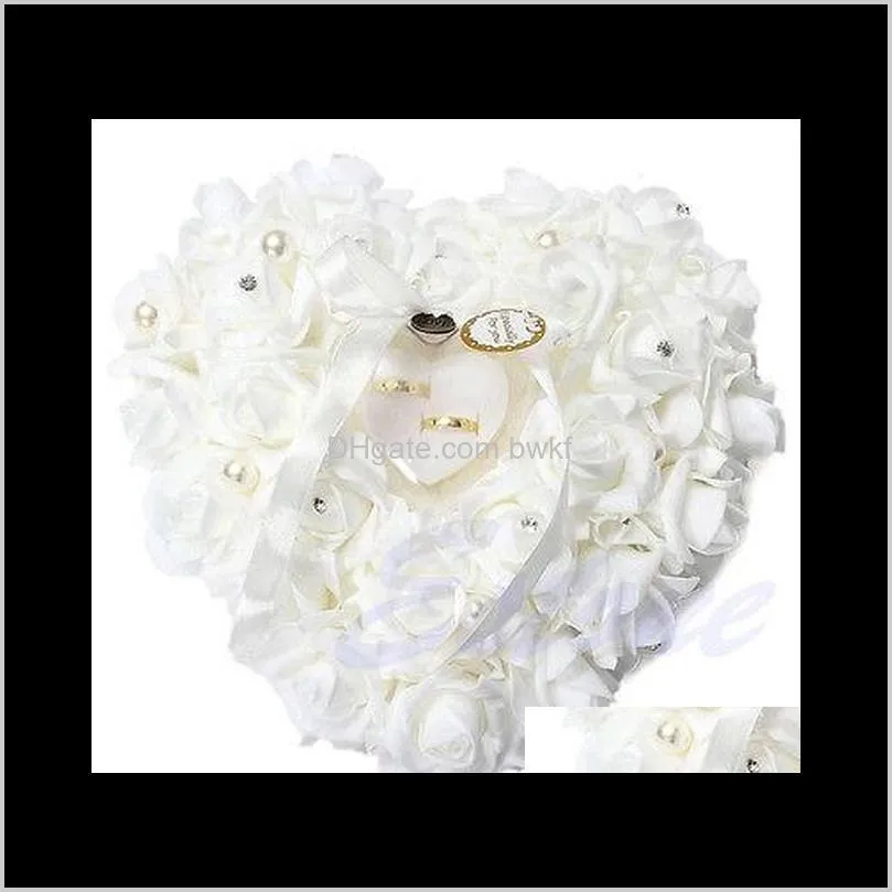 1pcs heart-shape rose flowers valentine`s day gift ring box romantic wedding jewelry case ring bearer pillow cushion holder