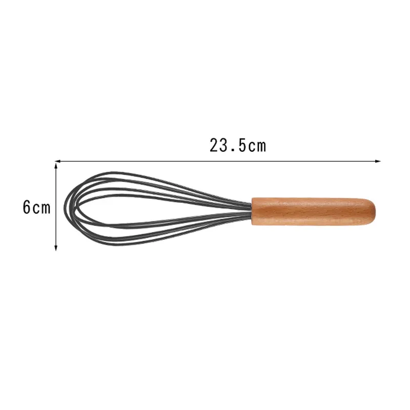 Wooden Handle Egg Beater Whisk Manual Silicone Cream Butter Eggs Tool Dough Mixer Kitchen Baking Tools