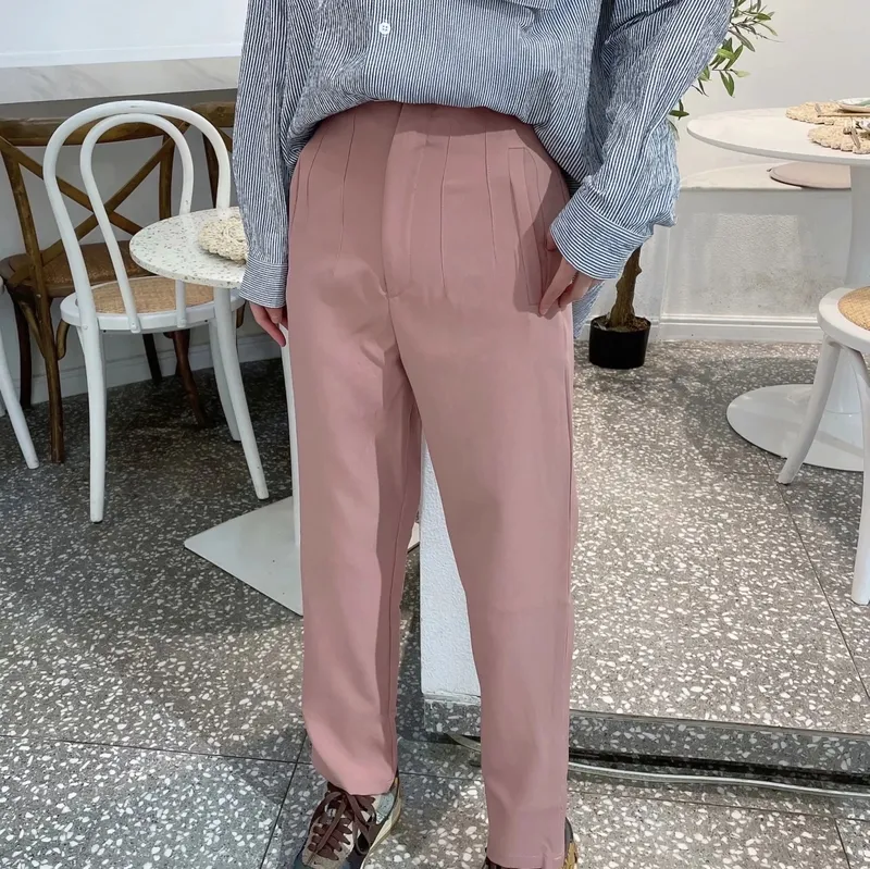 Chic High Waisted Pink Beige Trousers Women For Women Za Spring Fashion  Office Pants With Button Zip And Elegant Casual Style 211115 From Long01,  $20.07