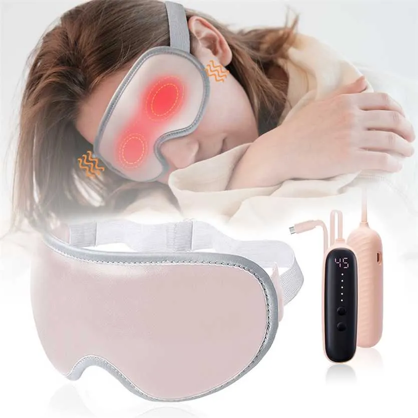 3D-uppvärmd ögonmask Electric Portable Massager Blindfold USB Sova Dry S Blepharitis Fatigue Relief Protection 220208