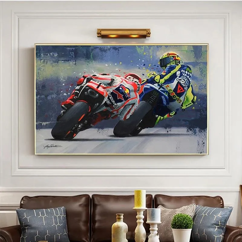 Gemälde Öldrucke Poster Motorrad Leinwand Malerei Poster Druck Cuadros Wandkunst Bild für Wohnzimmer