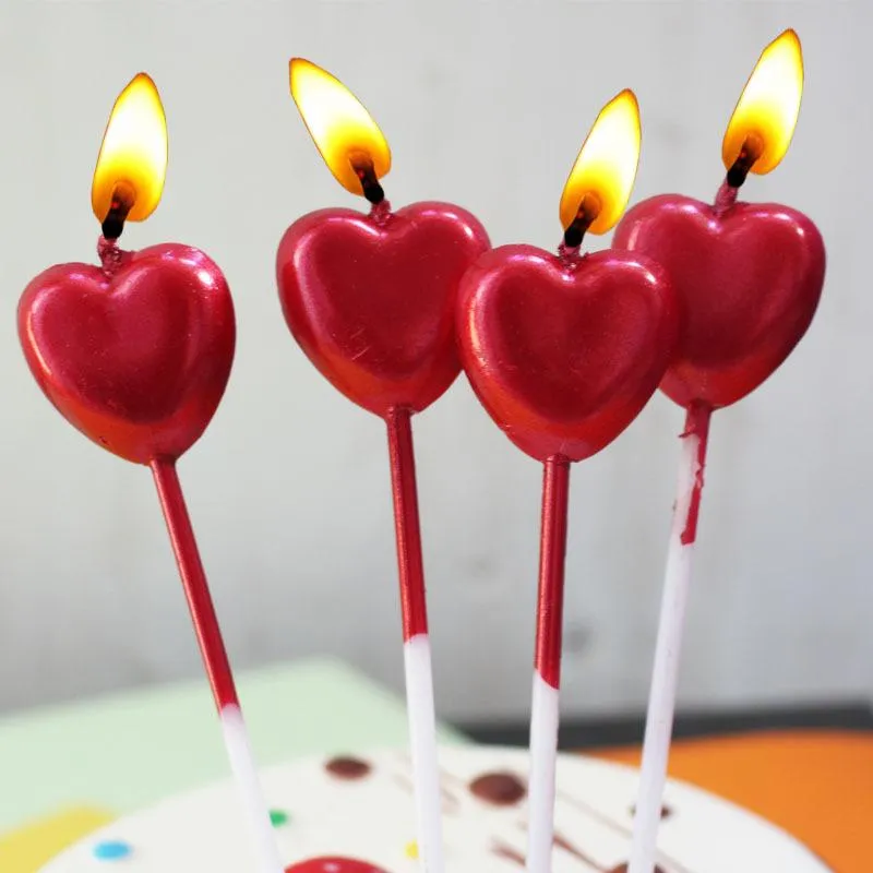 Cake Decoration Candle Cakes Pick Ornament Love Stars Shape Candles for Valentine`s Day Birthday Party Supplies Golden DH8585