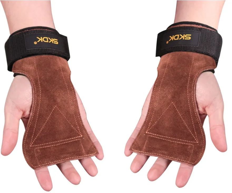 Wrist Support 1pcs Hand Grip Cowhide Crossfit Gym Fitness Guard Palm Protectors Guards Pad Strap Pull Up Cycling Weight Lifting Gloves