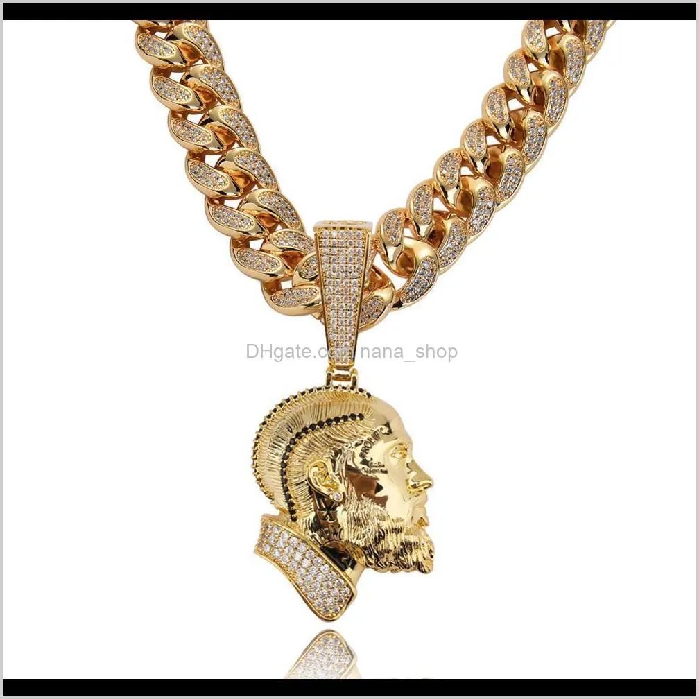 Kettingen rdotidotp nipsey hussle Cubaanse ketting hanger met tennis ketting ijskoude bling kubieke zirconia glanzende heren hiphop Jewelr yfr9v