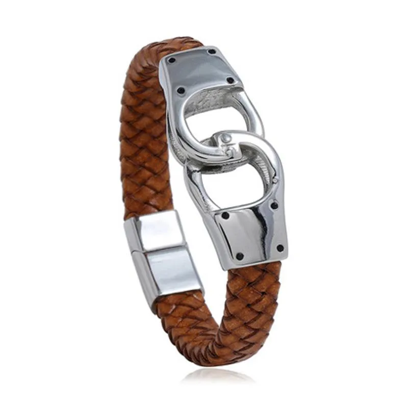 Charm-Armbänder, die ein einfaches Retro-gewebtes Herren-Titanstahl-Schmuck-Imitat-Rindsleder-Armband verkaufen