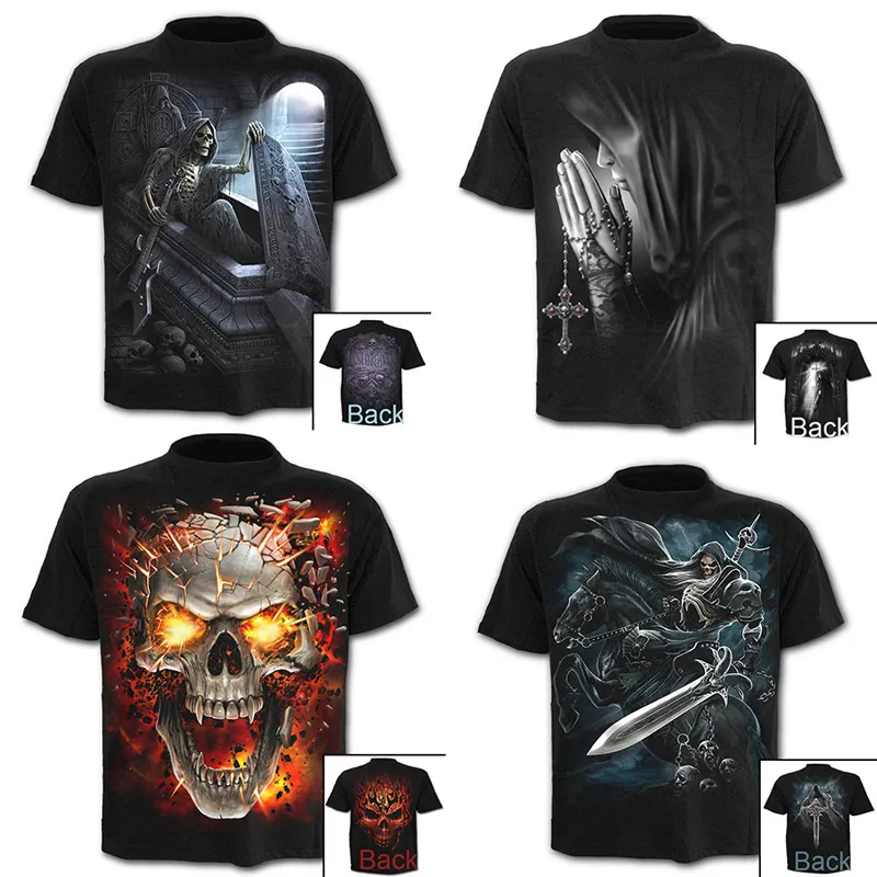 T-shirt à motif numérique pour hommes, impression de crânes de Culture gothique en 3D, hauts Hip Hop, vêtements de rue, vente en gros, T-shirt pour femmes