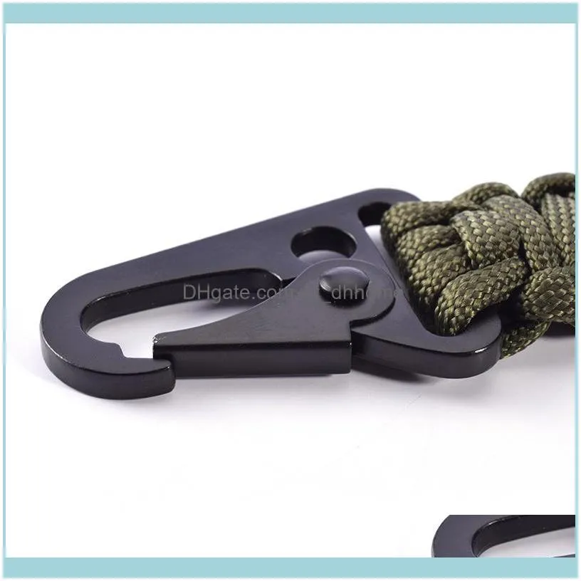 Outdoor Keychain Ring Camping Carabiner Military Paracord Cord Rope Survival Emergency Knot Bottle Opener Key Chain