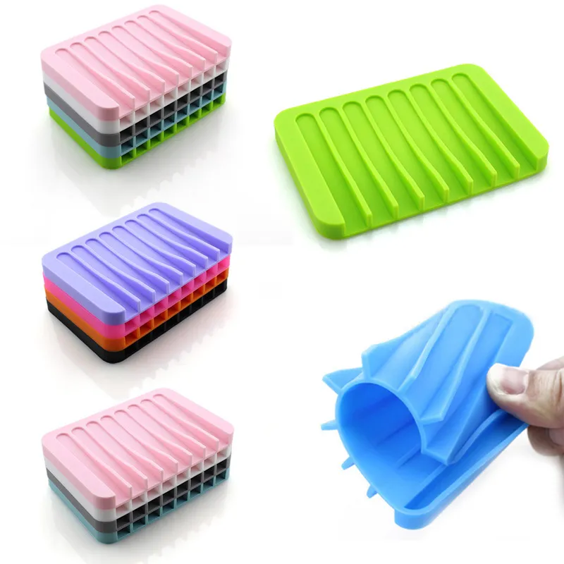 Novo Anti-Skid Soap Dish Silicone Soap Software Armazenamento de Armazenamento Soap Caixa de Placa de Caixa de Banho Banheira Recipiente de Banho Acessórios 2073 v2