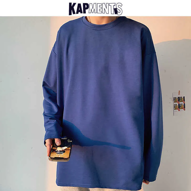 Kappments Oversized Solid 12 Colors Pullover Felpe con cappuccio per uomo 2021 Mens Streetwear Harajuku Felpe Abbigliamento a maniche lunghe Vestiti coreani Y0816