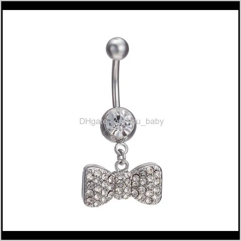 designer sexy dangle belly bars belly button rings belly piercing cz crystal bowknot body jewelry for sexy ladies shipping