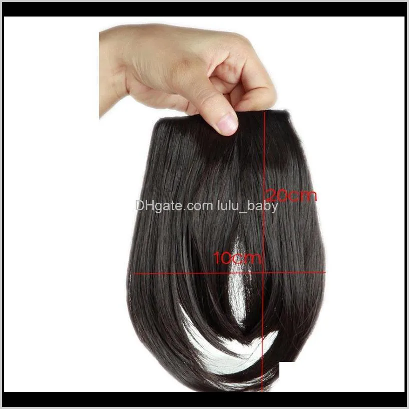 8inches short front neat bangs clip in bang fringe hair extensions straight synthetic natural human hair extension bangs