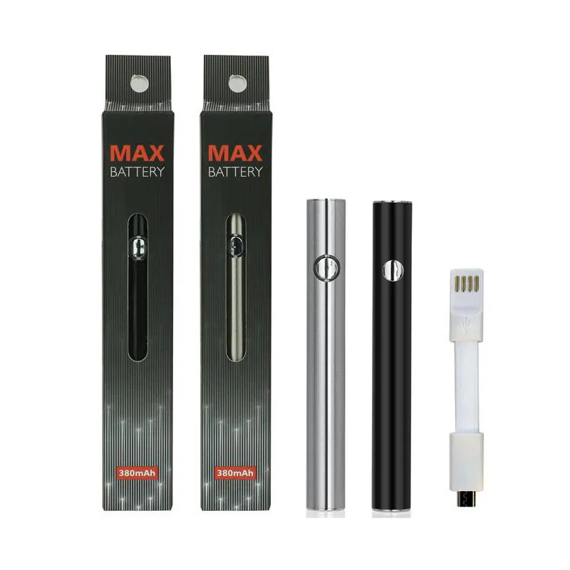 Vape Max Battery Chargerキット電子タバコ電池380mAh電圧調節可能な510スレッドタンクブラックシルバーフィットGloカートリッジ