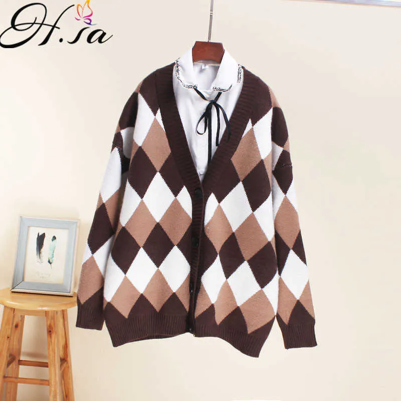 Save Big on Bulk Women's Long Sweater Jacket Argyle Sweater Womens, V Neck  Knit Cardigan: Long Sleeve Argyle Jacket For Women, Colorful Diamond - Main Image