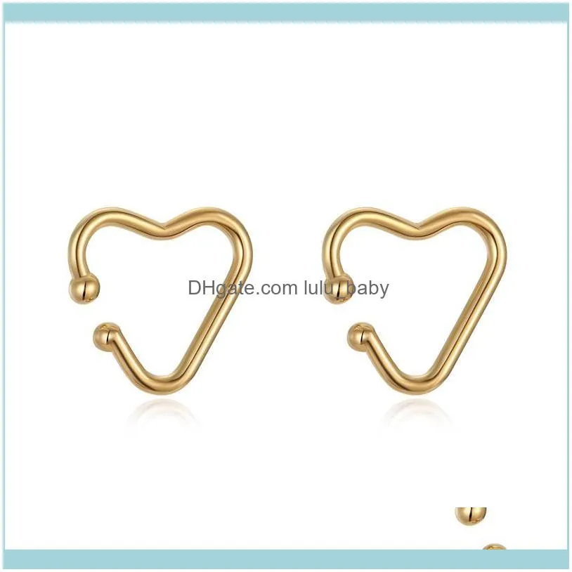 Jewelry1Pair Simple Mignon Coeur Rond Vis Boucles D'oreilles Pour Femmes Hommes Or Métal Couleur Géométrique Cercle Sans Fin Bijoux E219 Hie Drop Del