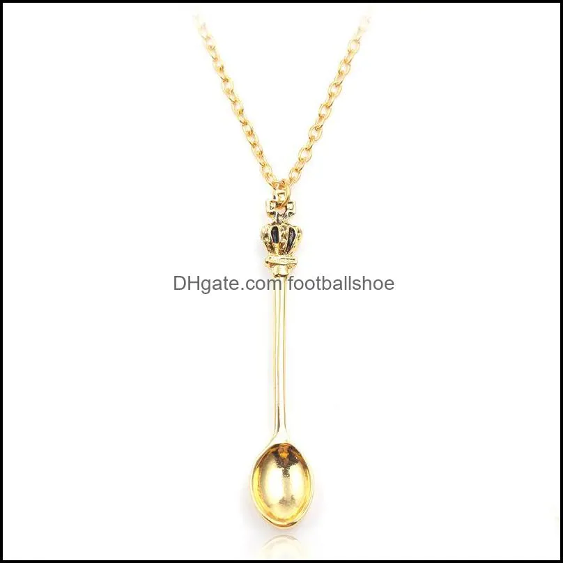 JG1 new jewelry,Chain,, gold, silver, crown mini teapot royal Alice snuff necklace, crown spoon Pendant necklace K5743