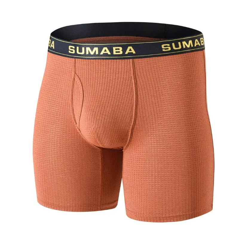 Slip da boxer da uomo a gamba lunga traspirante senza mutande aperte da uomo sexy