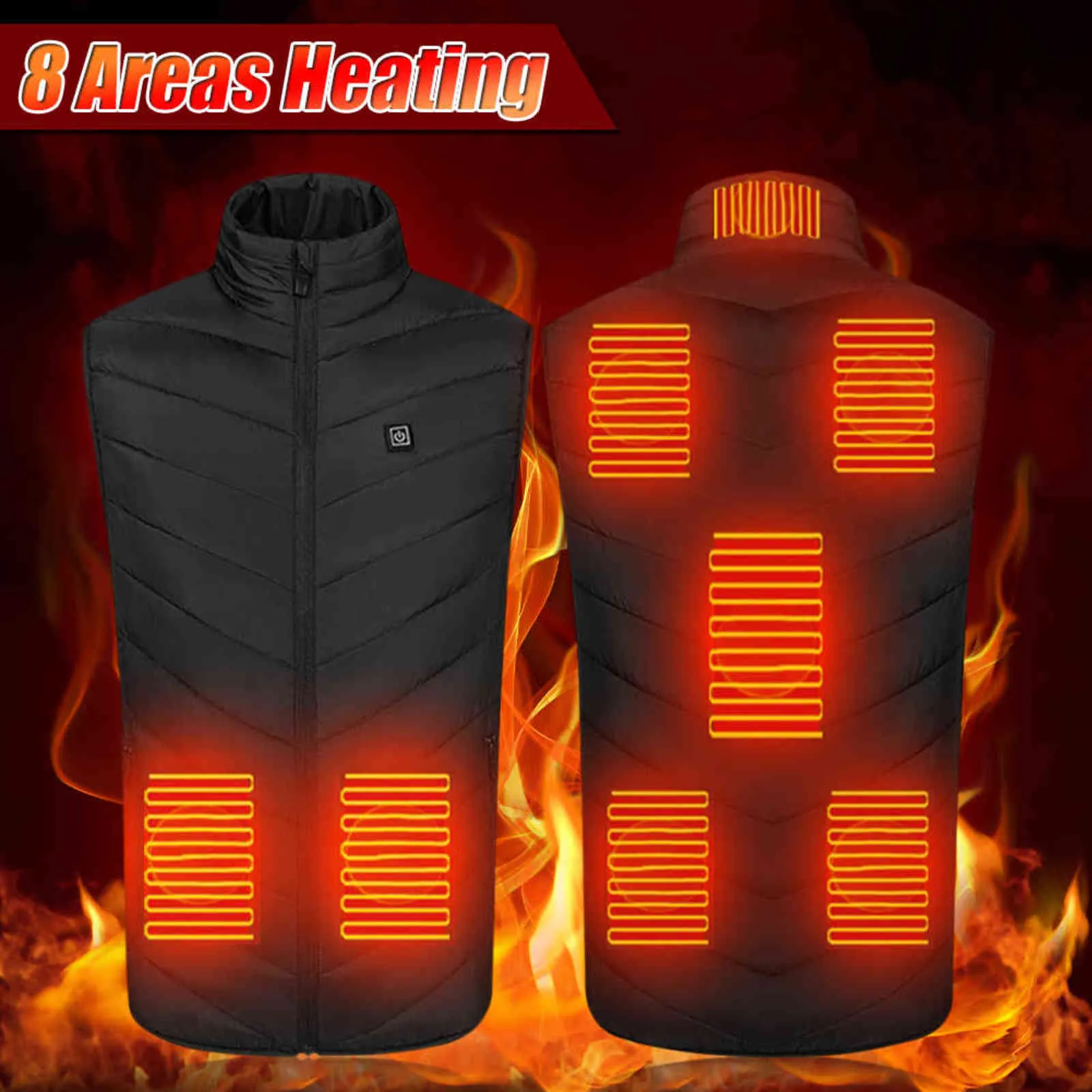 8 zoner män kvinnor uppvärmd termisk väst elektrisk självuppvärmd jackor sportkläder grafenrock USB värmejacka för jakt 211120