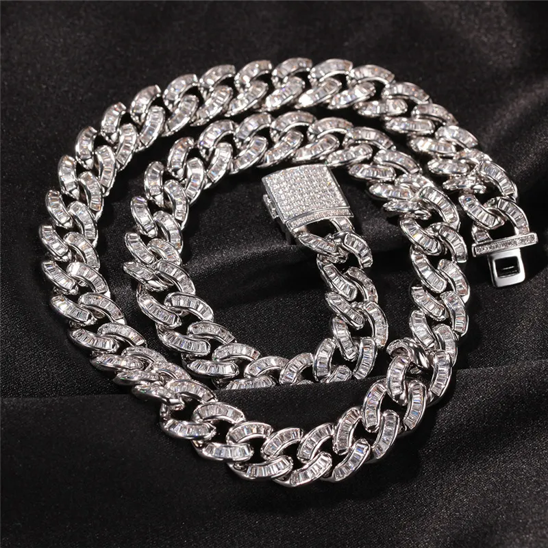 Hip hop kedja iced out ren t fyrkant zircon kubansk halsband guld silver pläterade män bling smycken gåva