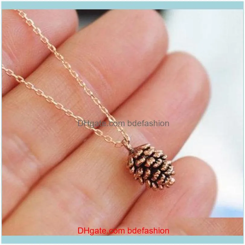 Creative Pinecone Pendant Necklace Woman Gold / Silver Color Alloy Pinecone Necklace Fashion Hip Hop Rock Jewelry Accessories
