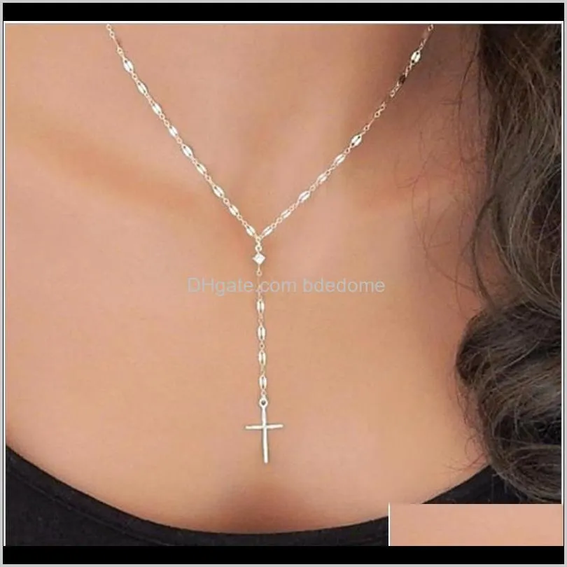 fashion necklace alloy cross pendant metal lace chain silver gold color plated for women sexy gift