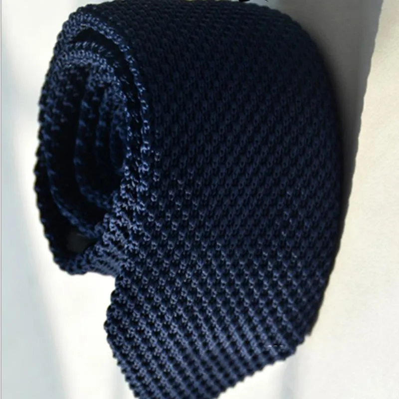 Mode hommes coloré cravate tricot tricoté cravates cravate couleur unie étroit mince maigre tissé plaine Cravate cou