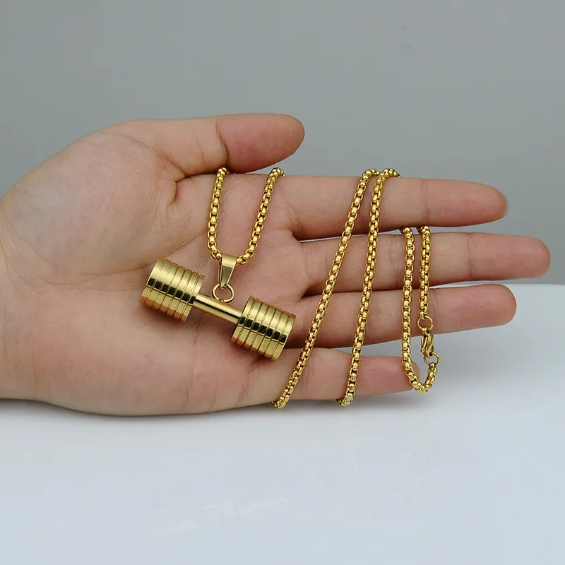 Dumbbell sales chain necklace