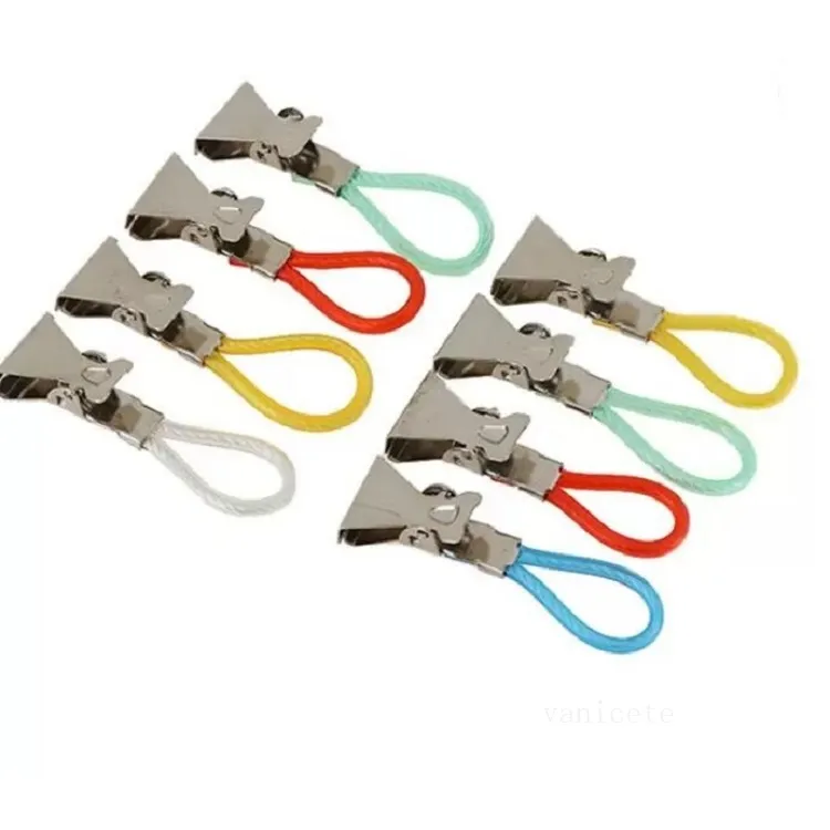 5 stks / set Kleurrijke Wasserij Tea Bag Clips Handdoek Opknoping Clips Kleding Pegs Metalen Roestvrijstalen wasknijpers Keuken Badkamer Storingen T2I52971