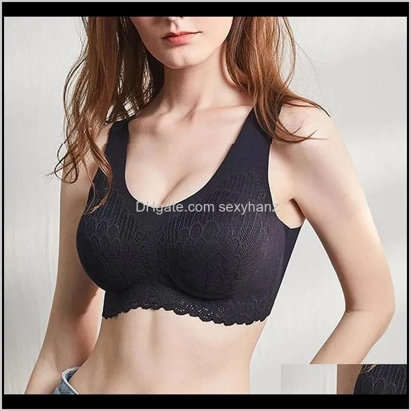 2020 new latex underwear thin women bra comfort small chest lace no steel ring bra seamless sports girl vest