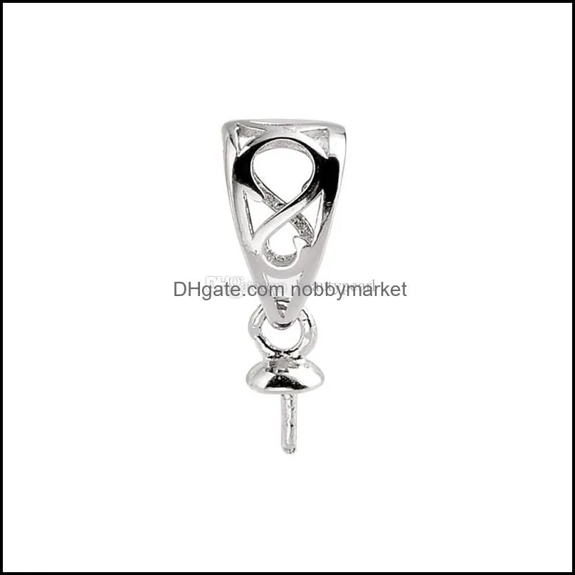 Pendant Bail Pearl Settings Fine Jewelry DIY S925 Connector Small Charm 925 Sterling Silver 10 Pieces