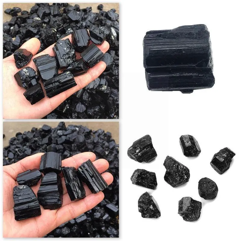 Decorativos Objetos Estatuetas 100g / Pack Natural Preto Tourmaline Cristal Precisão Speci Colecionáveis ​​decoração Suprimentos Rock Stone Áspero Minera