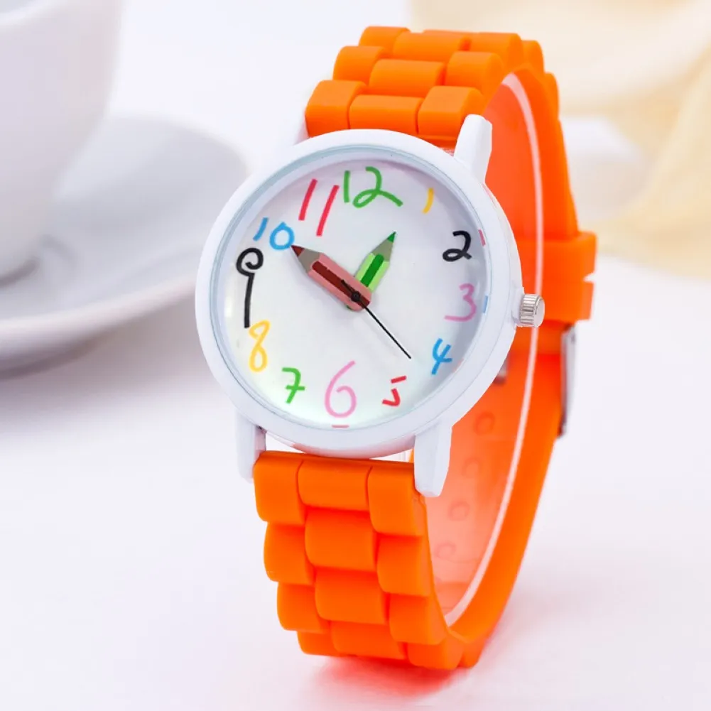 Children`s watches fashion wristwatch with pencil pointer quartz for boys and girls