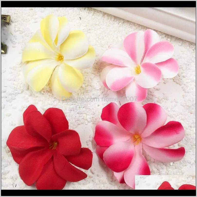 hindjef 10 pcs / 7.5 cm faux xin hawaii frangipani flower heads wedding decoration diy wreath collage simulation flowers