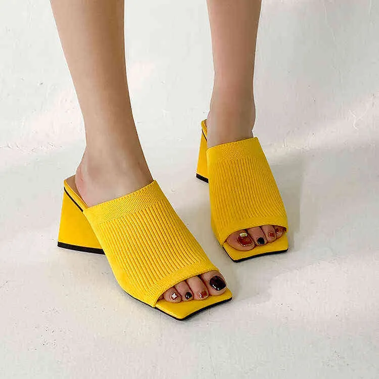 2022 summer high-heeled sandals women`s special-shaped heel square head large size 40-43 flip flops women`s shoes 1