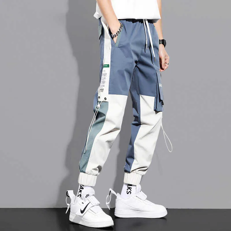 Pantalones Cargo hombres Harajuku Hip Hop Losse ropa Joggers Streetwear para hombre monos moda Casual pantalones apilados pantalones de chándal X0611