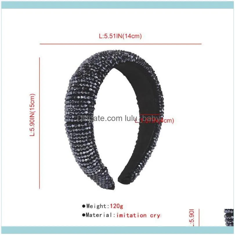 Retro Crystal Bead Hairband Hair Accessories For Women 2021 Sparkly Wide Thick Hoop Bezel Headband Party Wedding Headdress Clips &