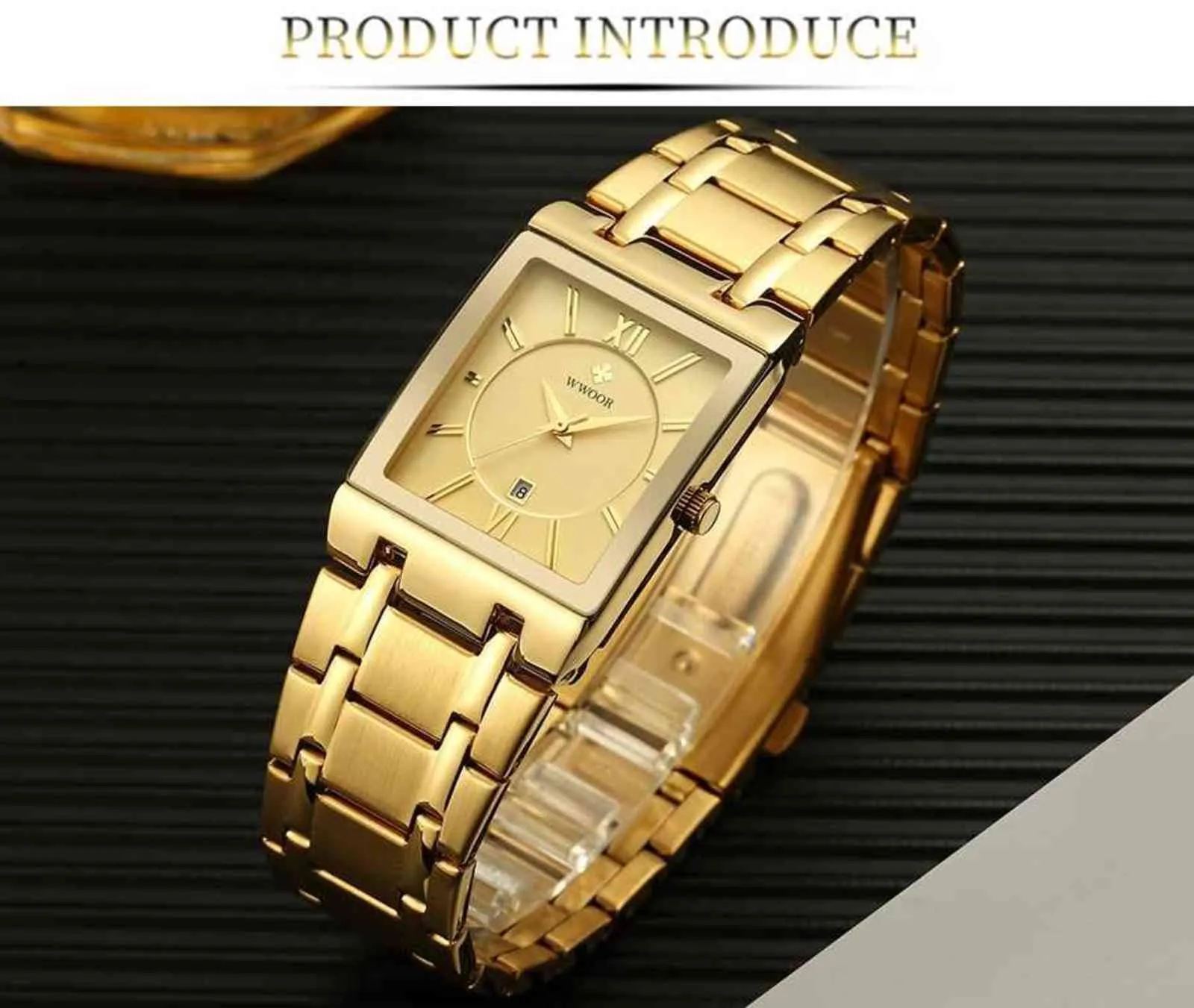 Gold square watch mens online