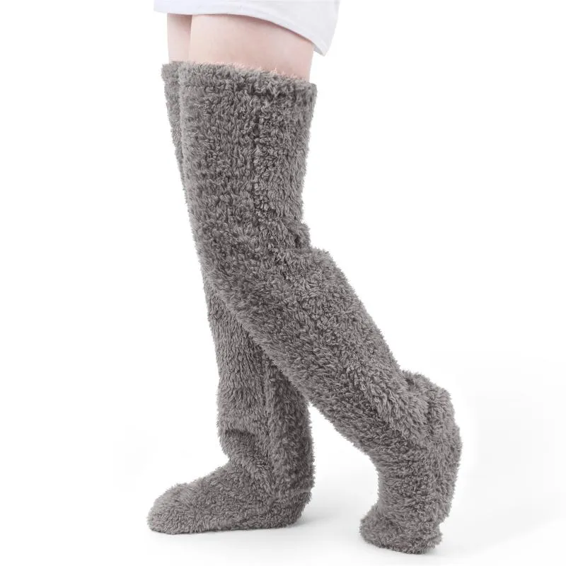 Inverno Peluche Sobre Knee Alto Meias Mulheres Coxa Meias Térmicas Moras Longa Moda Perna Aquecedor Femal Wamer Sports