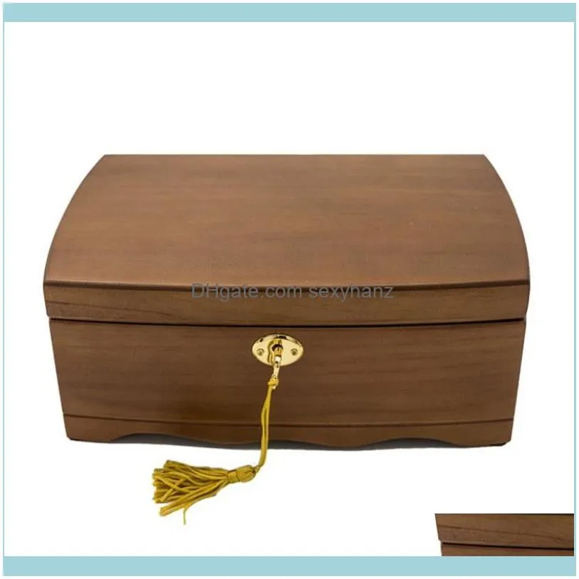 Luxury Wooden Jewelry Organizer Box European Style Retro Storage Cases Display With Lock For Wedding Birthday Gifts Pouches, Bags