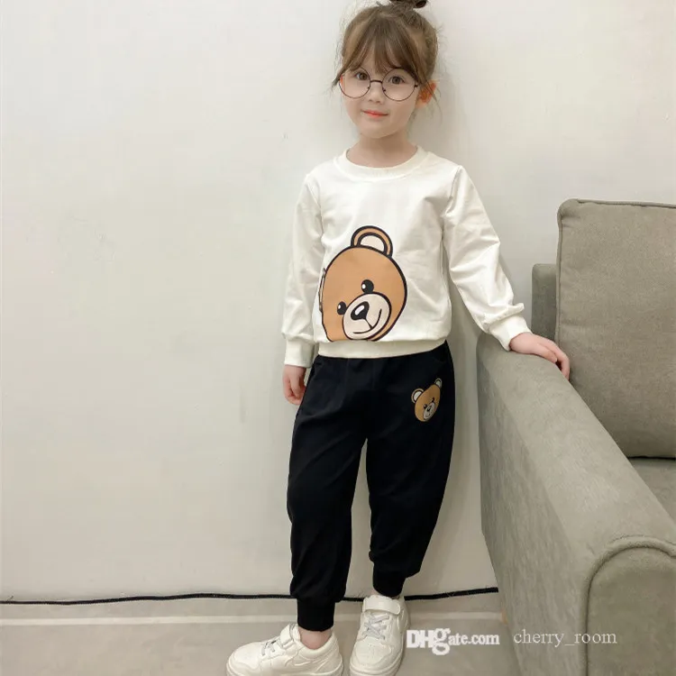 Designer pour enfants ensembles de vêtements de sport 2021 bébé filles lettre dessin animé imprimé sweats à manches longues Tops + pantalons imprimés 2pcs costumes enfants tenues décontractées S1688