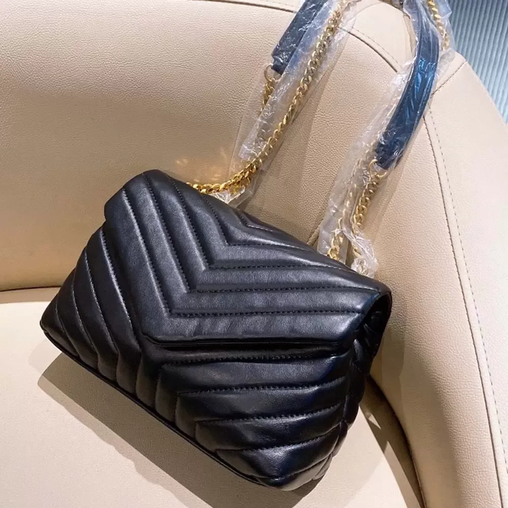 Luxe designer handtas LOULOU Y-vormige naad leren tas dames metalen ketting schouder hoogwaardige flap bag messenger bags groothandel