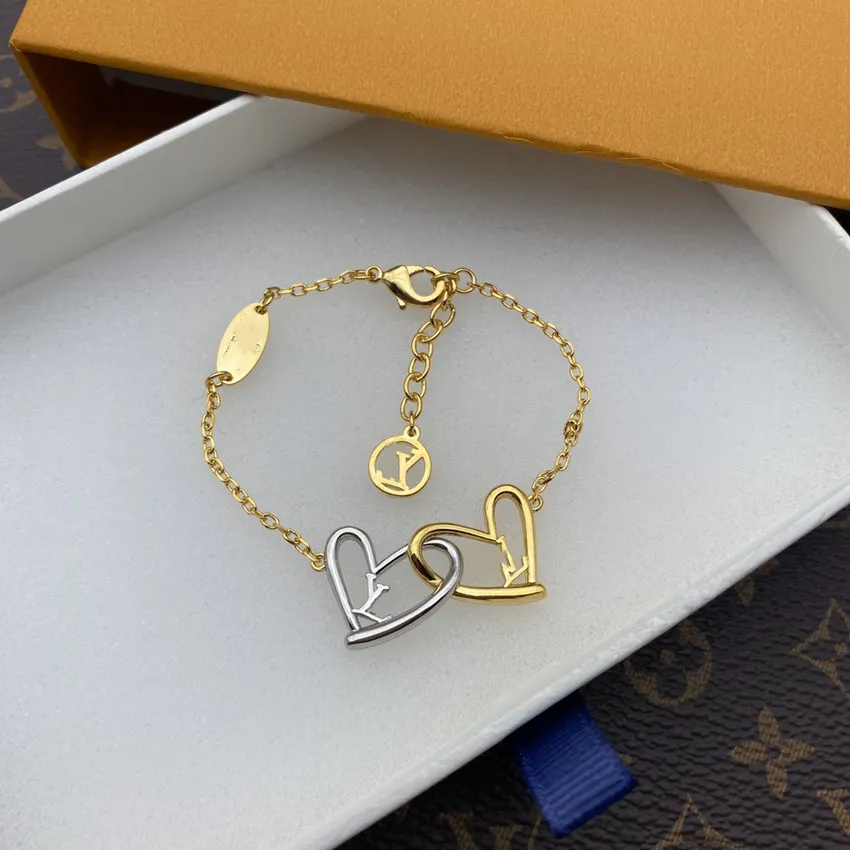 Классический дизайнер Xin Bractele, шарм любовь ожерелье модно уникальное золото и серебряное письмо сердца для сердца браслета ювелирных изделий