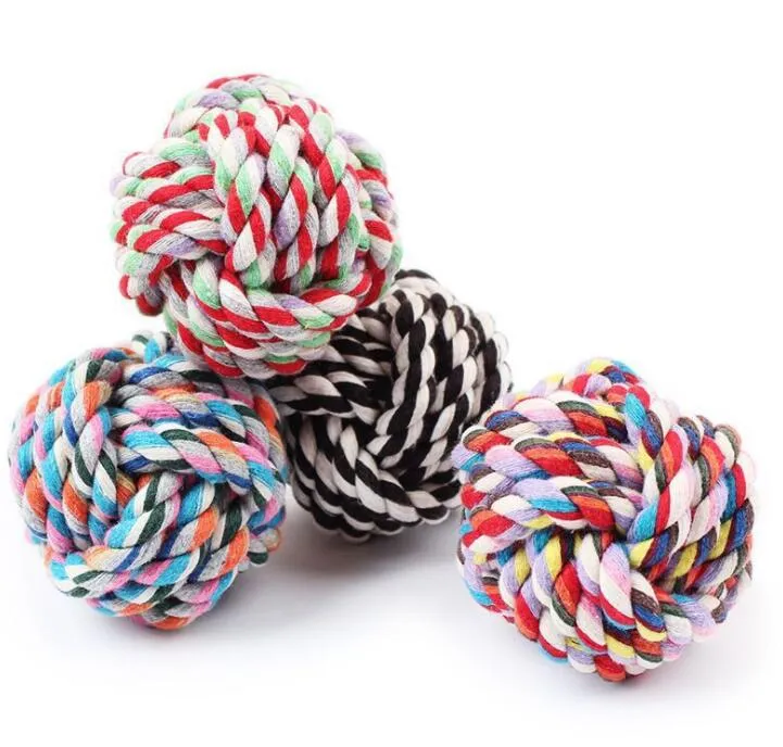 pet Bite Resistance Handmade Braided Rope Knot For Pets chew Toys Ball Shaped Dog Cat Chews Cleaner Teeth Toy