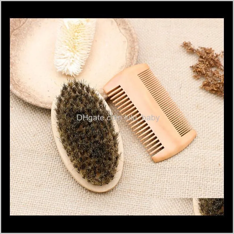 hot sale boar bristle beard brush & handmade beard comb kit for men mustache with cloth bag