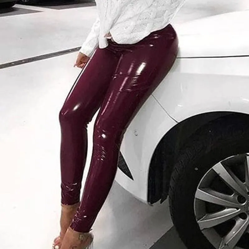 Wine online vinyl leggings