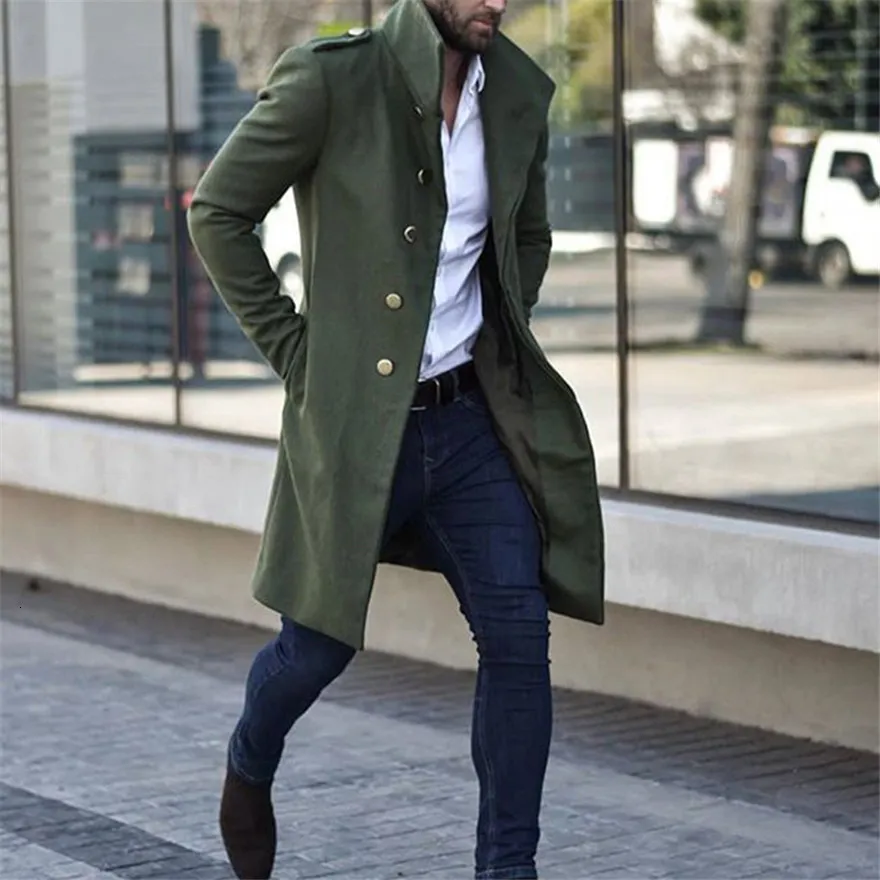 Designer Men Coats British Style Lapel Neck Long Sleeve Loose Trench Coats Casual Solid Color Man Outerwear