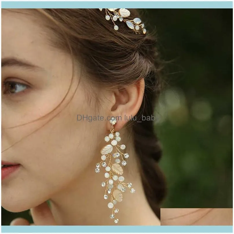 Delicate Shell Bridal Vine Opal Crystal Wedding Headband Tiara Hand wired Women Headpiece Hair Jewelry