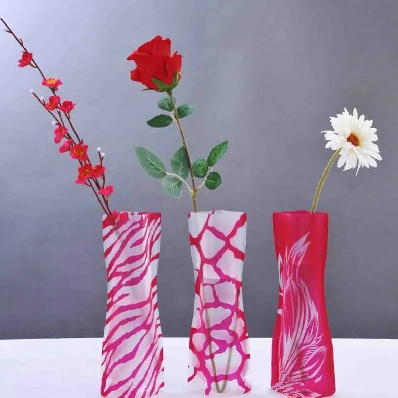 Creative Clear PVC Plastic Vases Water Bag Eco-friendly Foldable Flower Vase Reusable Home Wedding Party Decoration RH3641