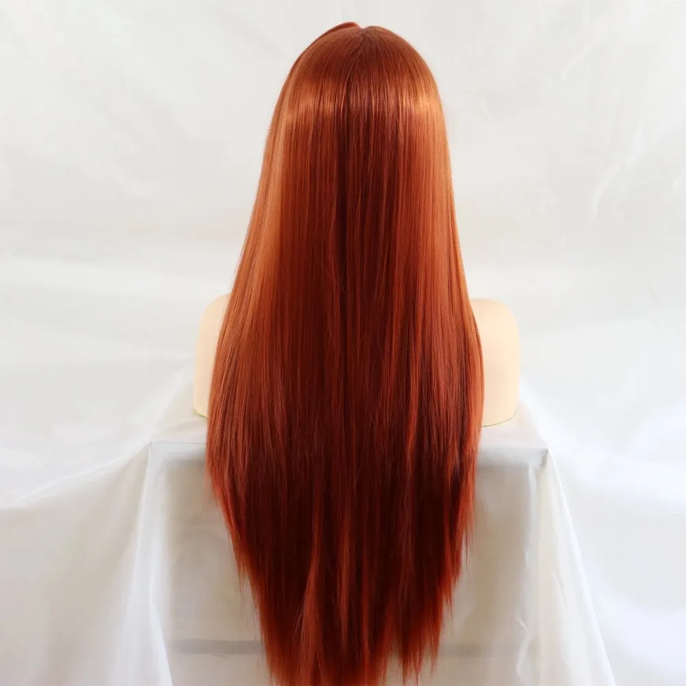 Realistic Long Straight Synthetic Lace Front Wigs For Women  display picture 2