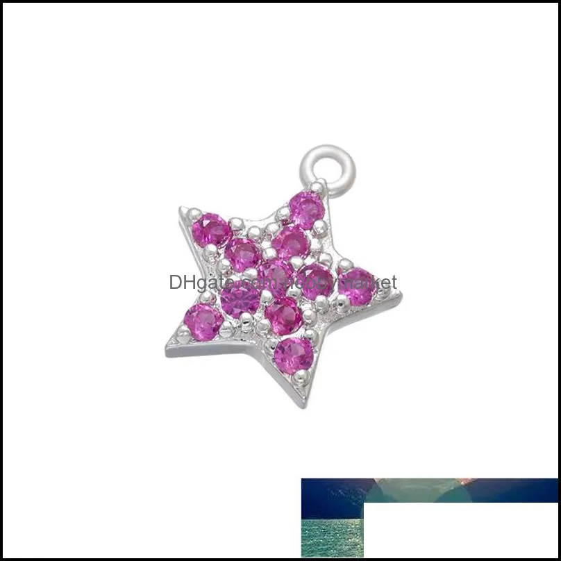 ZHUKOU gold/silver color CZ crystal star earrings charms small pendant for Jewelry making accessories supplies wholesale VD837 Factory price expert design